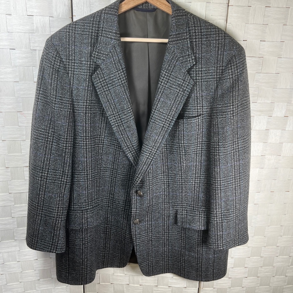 Austin Reed Mens Classic‎ Wool Tweed Plaid Blazer Sport Coat Made in USA Vintage